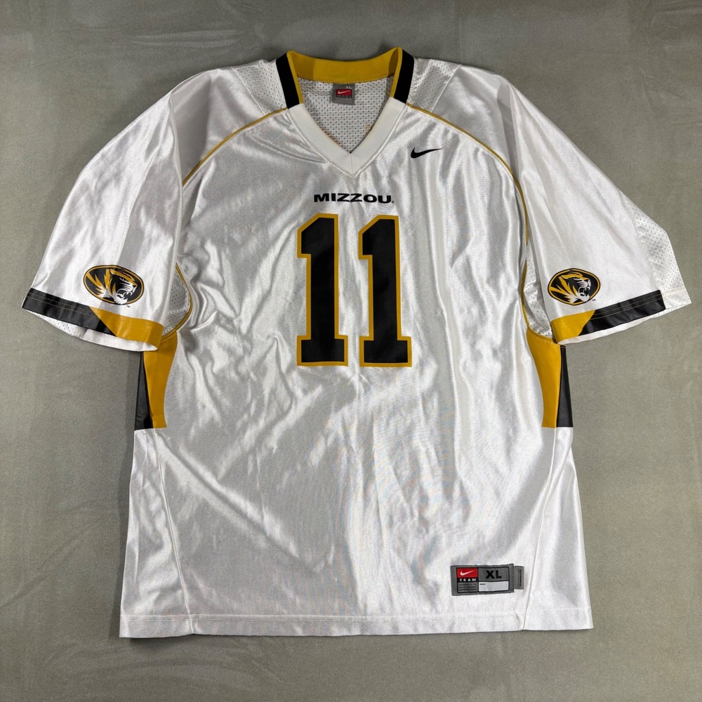 Vintage Nike Missouri Mizzou Tigers Football Jersey White XL Y2K #11 NCAA
